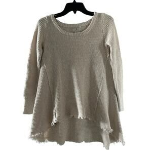 Women’s Ruby Moon Oatmeal Cream Fringe Cotton Sweater Size Small